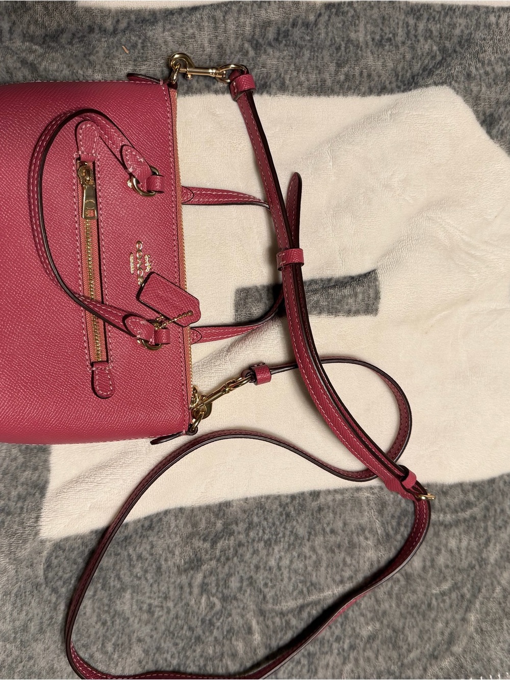 Coach Pink Pebbled Leather Crossbody with Gold Hardware